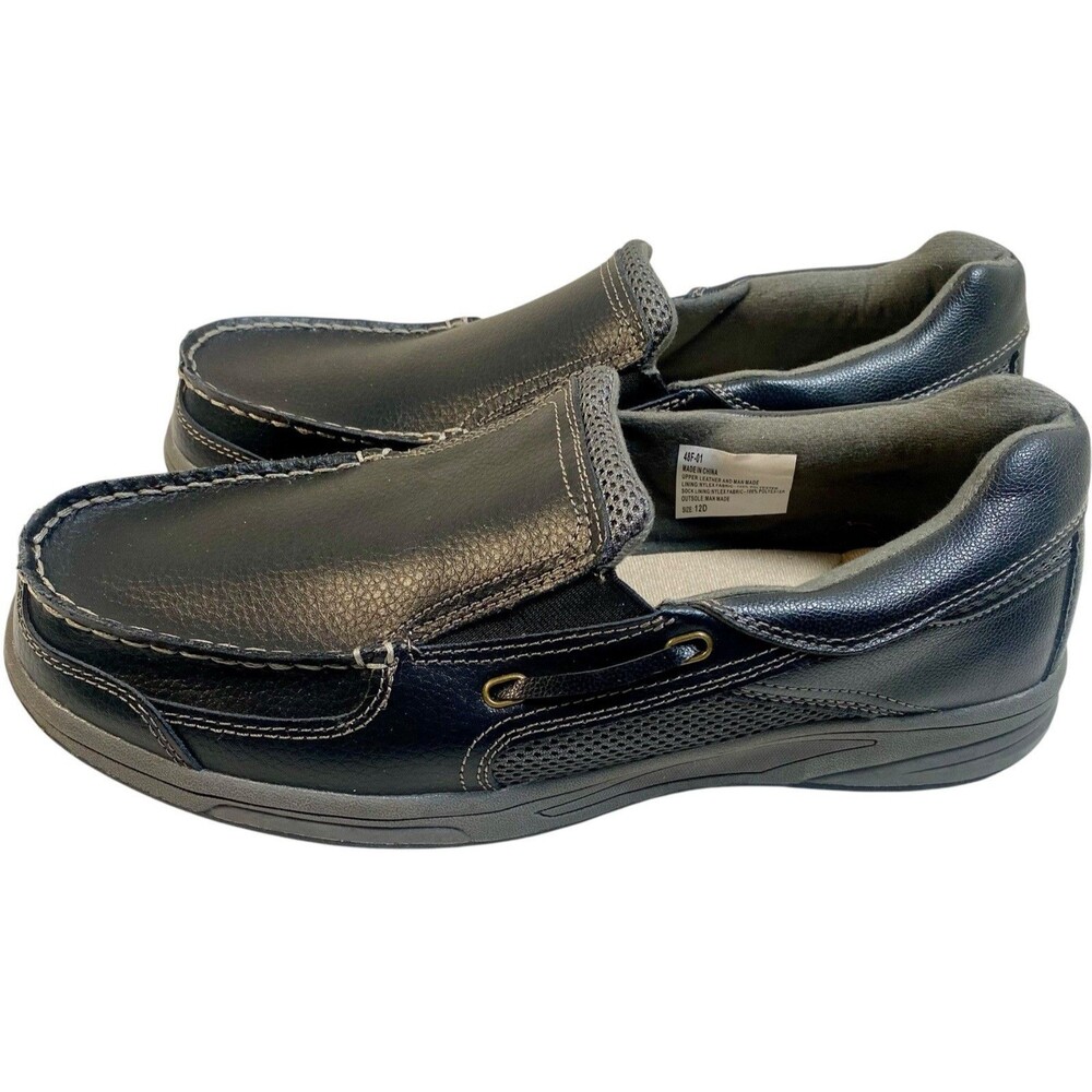 Dr. Max 12D Men's Black Pebble Leather Shoes Moccasin SlipOn Loafers Comfort 48F